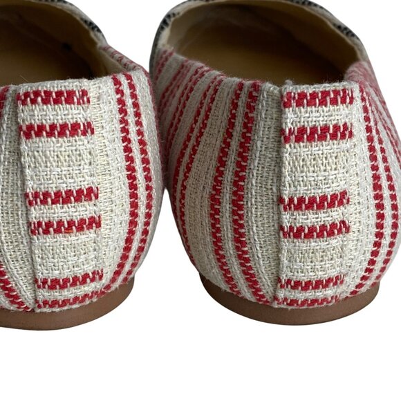 Market & Spruce Womens Striped Canvas Flats Size 6 Red & Black cream - Picture 2 of 8